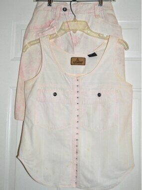 LIZ WEAR WOMEN'S S TWO PIECE SET TOP & SKIRT PINK